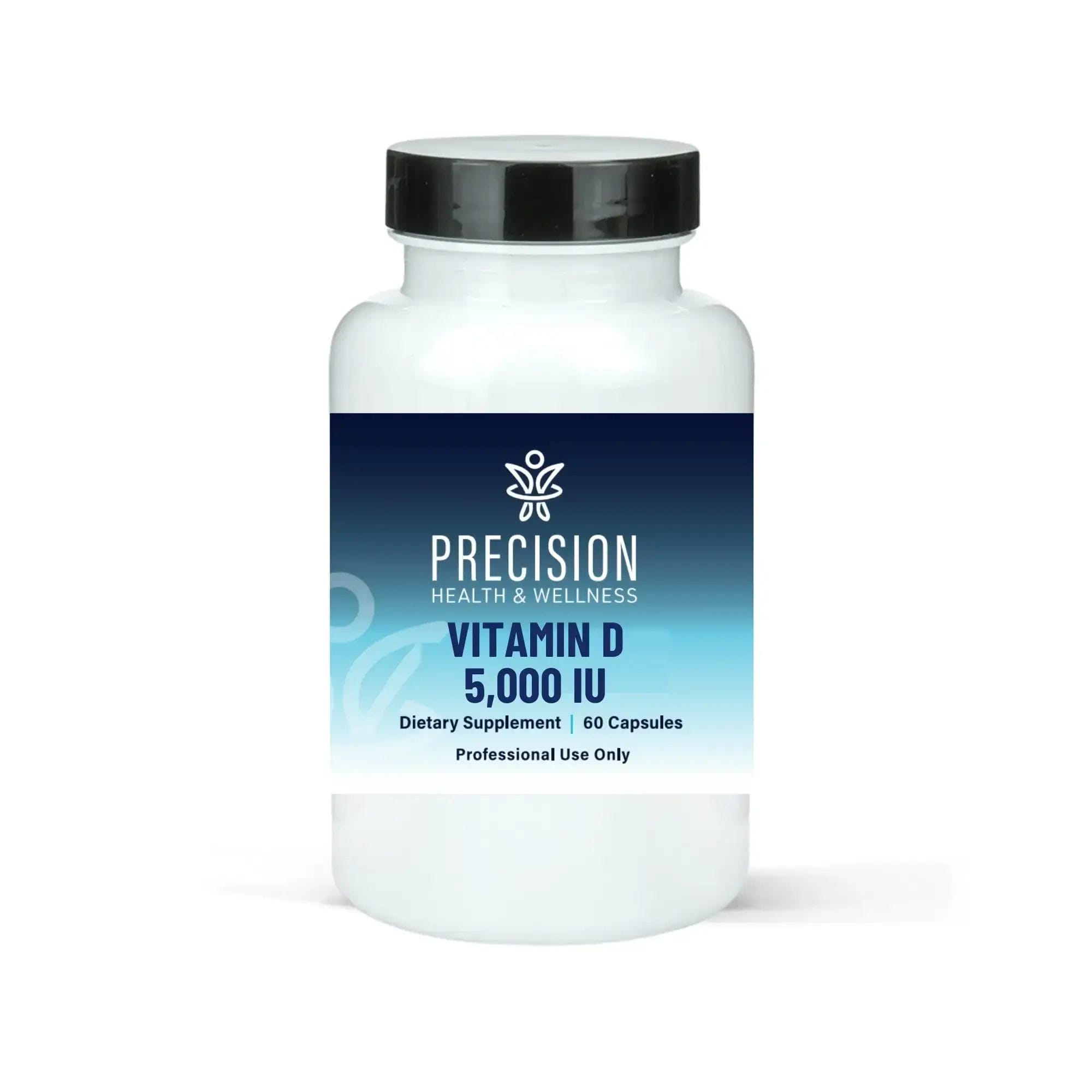 Precision Health Vitamin D 5000 IU supplement bottle, 60 capsules.
